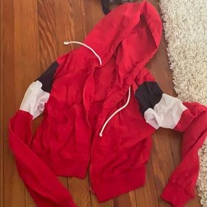 Cropped red crystal windbreaker